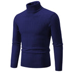 Nuevo suéter de cuello alto para hombre, jersey de Color sólido, tejido cálido, informal, sudadera de cuello alto, Tops de lana para hombre para invierno al aire libre