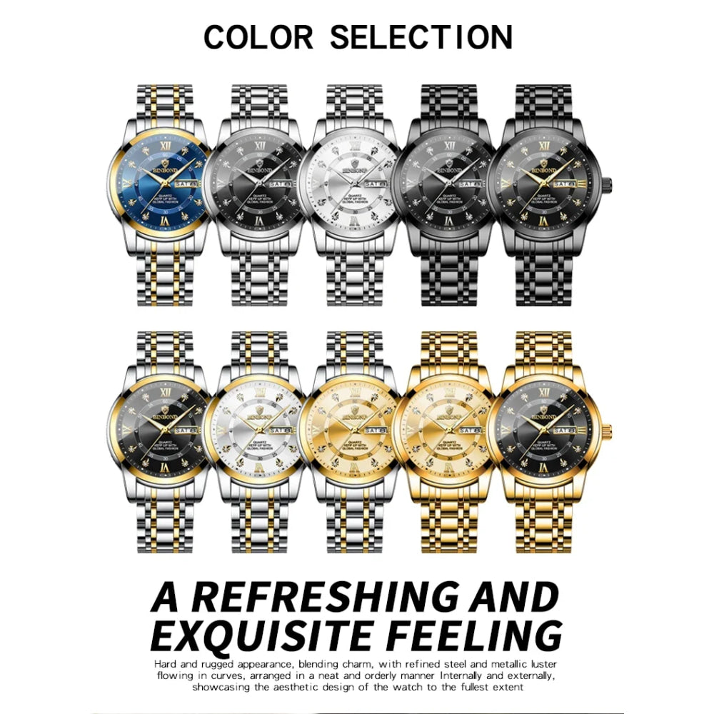 BINBOND Top Brand Luxury Fashion Watch Men 3ATM Waterproof Date Clock Sport Watches Mens Quartz Wristwatch Relogio Masculino