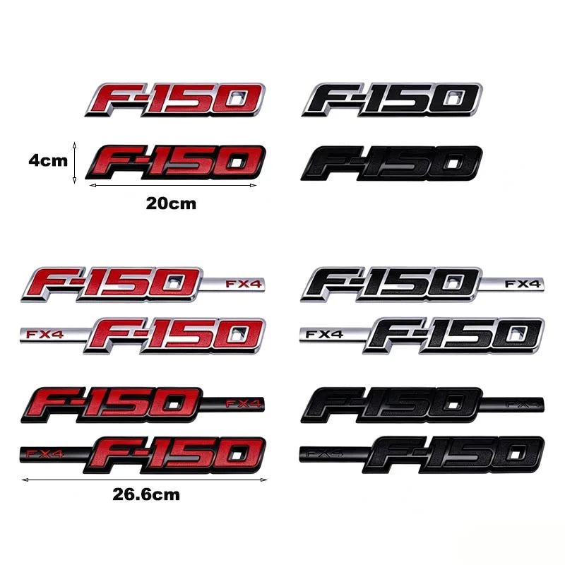 3D ABS F150 FX4 Car Emblem Badge Sticker For Ford F-150 FX4 Pickup Truck Side Fender Rear Tailgate Logo Decal Accessories