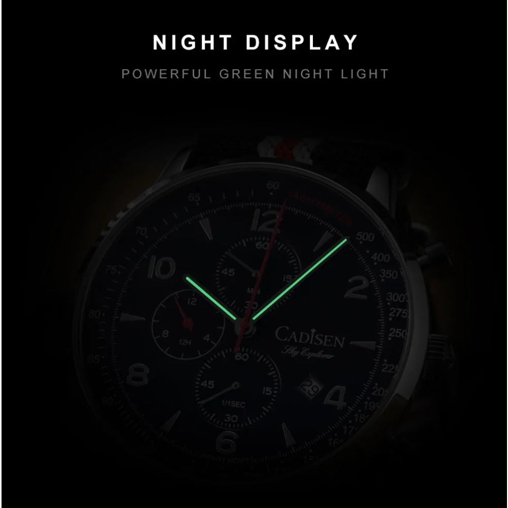 CADISEN New Chronograph Men's Quartz Watch Top Luxury Watches For Men MIYOTA 0S10 AR Mirror Waterproof Canvas Men's Wristwatch