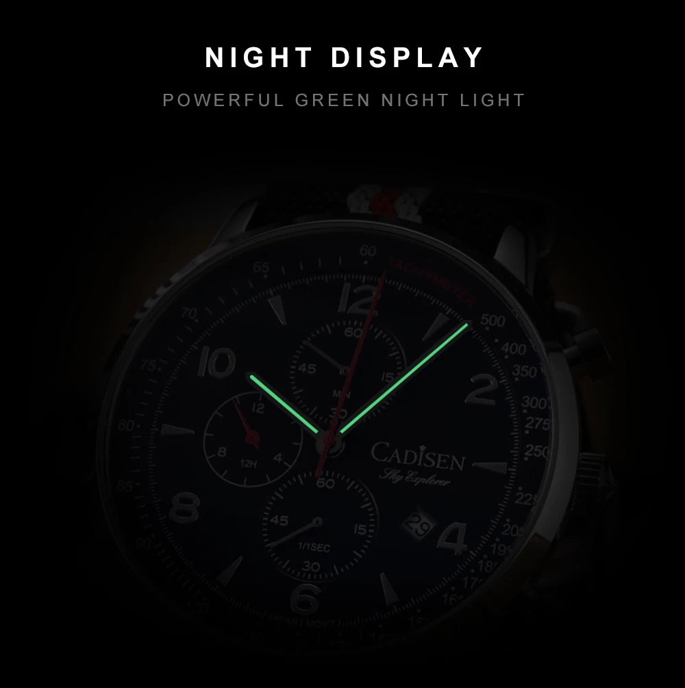 CADISEN New Chronograph Men's Quartz Watch Top Luxury Watches For Men MIYOTA 0S10 AR Mirror Waterproof Canvas Men's Wristwatch