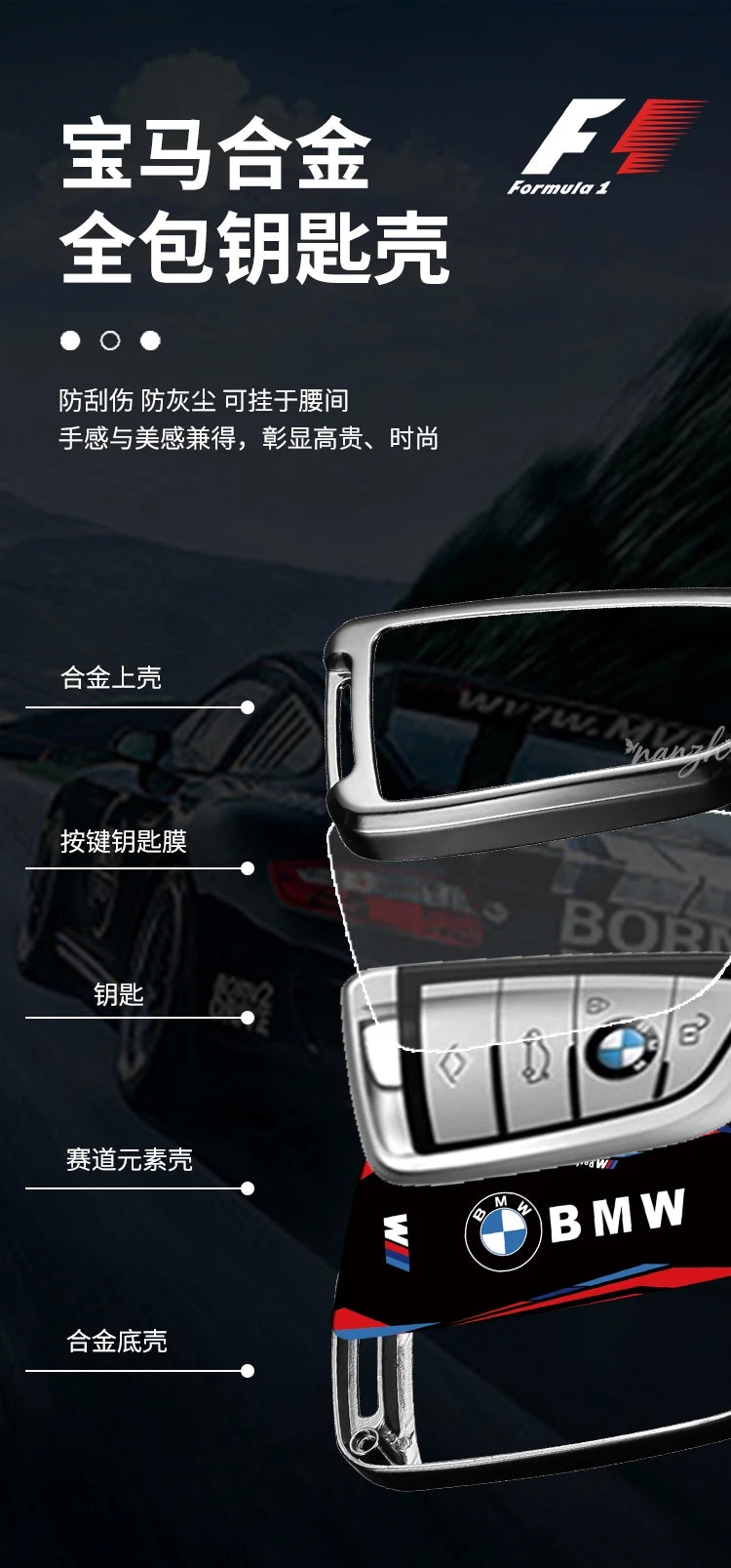 Car Remote Key Case Cover Shell Protector For BMW M Performance F30 F20 F10 F18 F22 F01 X3 X4 F06 F02 M3 M5 Auto Accessories