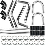 2 Inch Universal Turbo Intercooler Piping +Silicone Coupler + Clamp Kit Aluminum