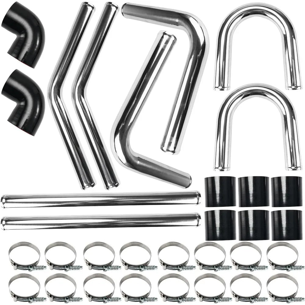 2 Inch Universal Turbo Intercooler Piping +Silicone Coupler + Clamp Kit Aluminum