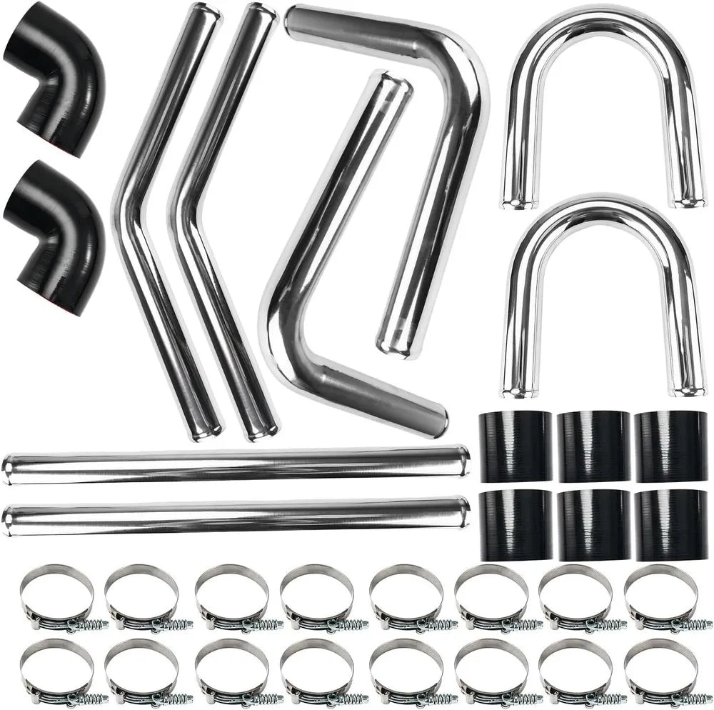 2 Inch Universal Turbo Intercooler Piping +Silicone Coupler + Clamp Kit Aluminum