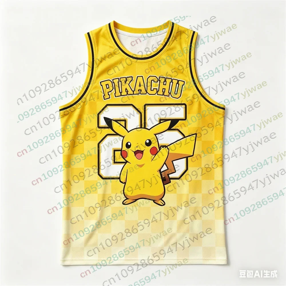 Basketball Jersey Pikachu Charizard Eevee Anime Tank Top Loose Quick Drying Breathable Sportswear VEST Summer Men's Tank Top