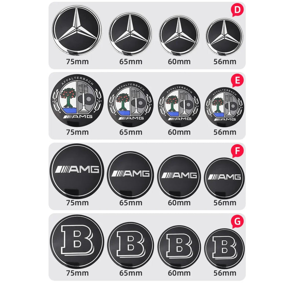 56mm 60mm 65mm 75mm Car Wheel Center Hub Caps Cover Rim Exterior Sticker For Mercedes Benz A B C E Class GLC GLK GLE GLA CLA GLB