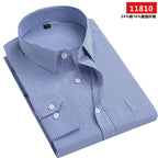 Men's long-sleeved shirt loose version flat hem striped business formal middle-aged and elderly straight shirt