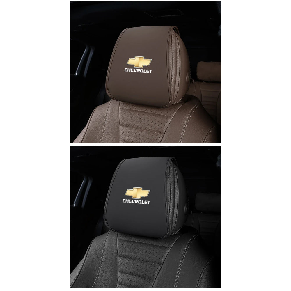 2Pcs Quality Leather Car Seat Headrest Covering Accessories For Chevrolet Corvette Montana TrailBlazer Silverado Traverse Camaro