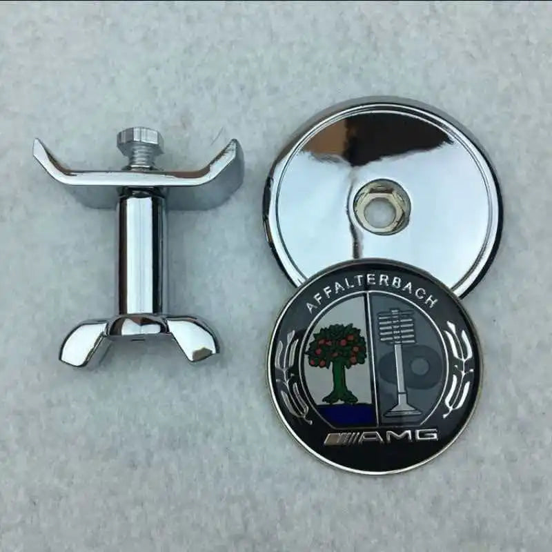1pcs Metal 45mm Car Front Emblem Badge Modified Bonnet Chrome Hood Cover For Mercedes BenzW203 W204 C E S Class W210 W211 W220