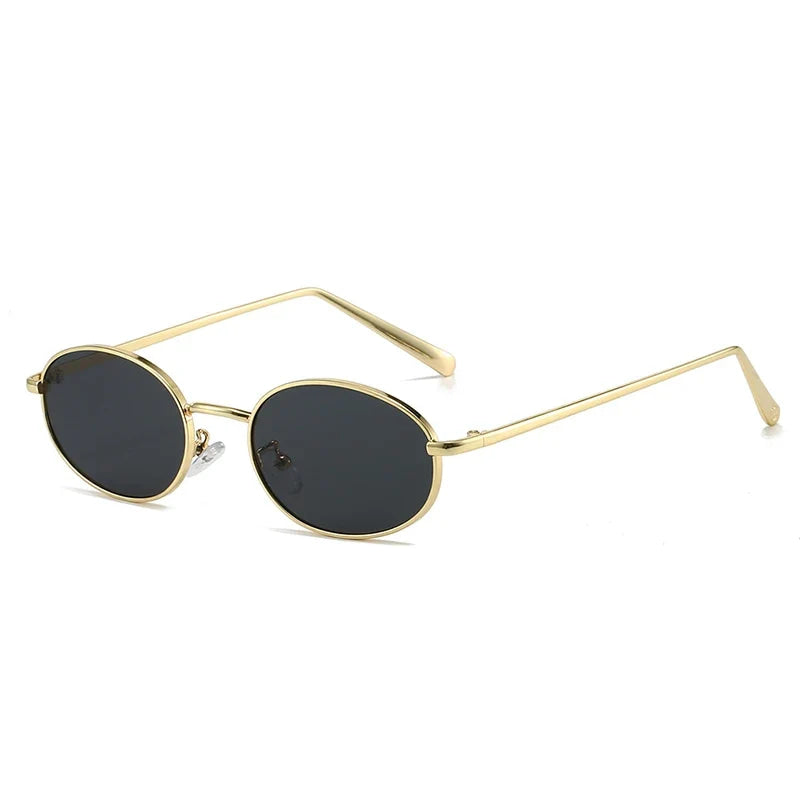 SHAUNA Gafas de sol retro con montura metálica ovalada pequeña para mujer UV400 Gafas de sol punk para hombre