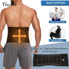 Vensslim Waist Trainer for Men Tummy Control Hooks Girdle Stomach Band 7 Steel Bones Back Support Strap Body Shaper Trimmer Belt