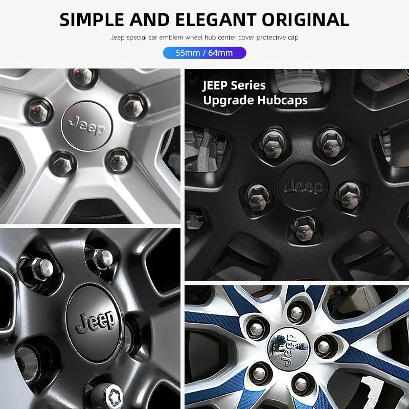 Car Tire Center Cap 63mm/55mm For Jeep Renegade Compass Grand Cherokee Wrangler jk Gladiator Patriot Liberty Commander Trailhawk