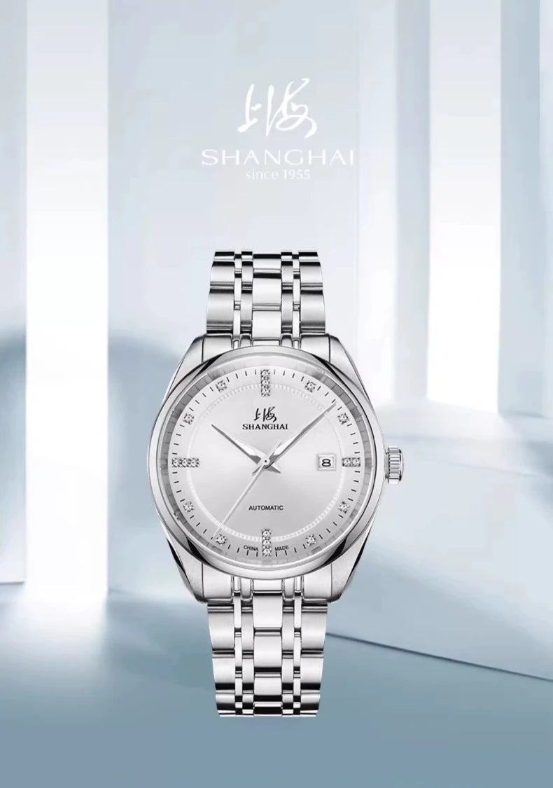 Shanghai Watch Calendar Mechanical Men's Watches 40mm Automatic Watches 316L Stainless Steel 50M Waterproof reloj hombre SH3007