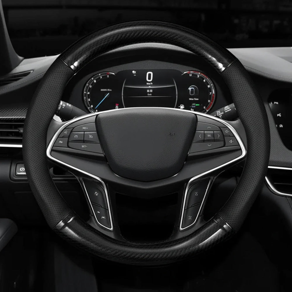 Universal Car Steering Wheel Cover Carbon Fiber Leather Three-dimensional Anti Slip, Timple And Fashionable Car Accessories