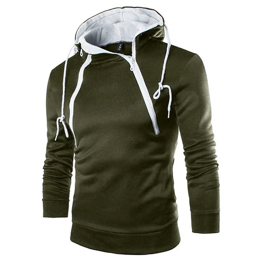 Men's Hoodies Long Sleeve Sweatshirts for Men Zipper Hooded Pullover High Neck Mens Sweatshirt Top Jacket Coat Black Sweater