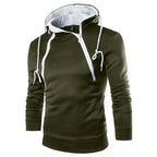 Men's Hoodies Long Sleeve Sweatshirts for Men Zipper Hooded Pullover High Neck Mens Sweatshirt Top Jacket Coat Black Sweater