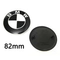 Car Black White BMW Logo Front Hood Emblem 82mm Rear Badge 74mm Wheel Hub Cap 60mm steering wheel sticker 45mm Accessories