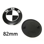 Car Black White BMW Logo Front Hood Emblem 82mm Rear Badge 74mm Wheel Hub Cap 60mm steering wheel sticker 45mm Accessories