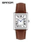 SANDA 9031/1108 Resistant Leather Strap Square Dial Waterproof Sport Casual Women Men Quartz Watches Reloj Luxury Couple Watch