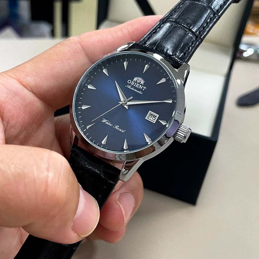 Orient Automatic Men's Watch, Black Dial Stainless Steel Band, Water Resistant Classic Business Wristwatch with Date Display