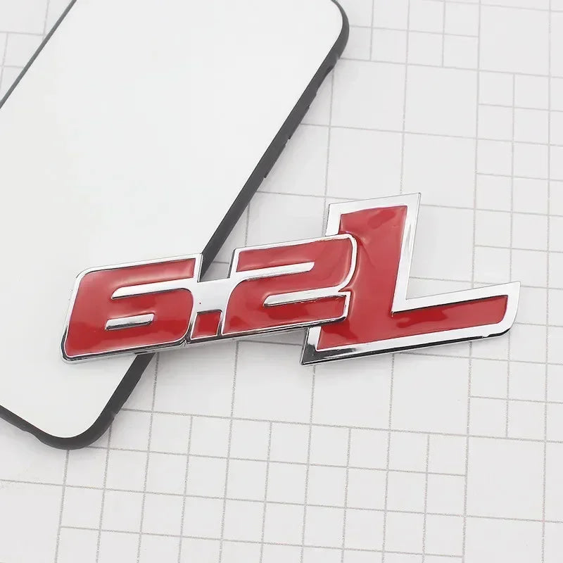 3D Metal 6.2L Logo Car Rear Boot Trunk Emblem Badge Sticker For Ford Raptor F150 Hummer H2 Chevrolet C7 Camaro Dodge Challenger