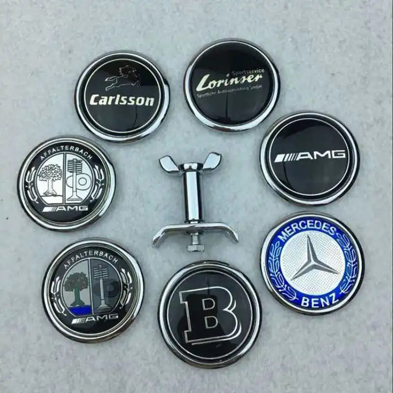 1pcs Metal 45mm Car Front Emblem Badge Modified Bonnet Chrome Hood Cover For Mercedes BenzW203 W204 C E S Class W210 W211 W220