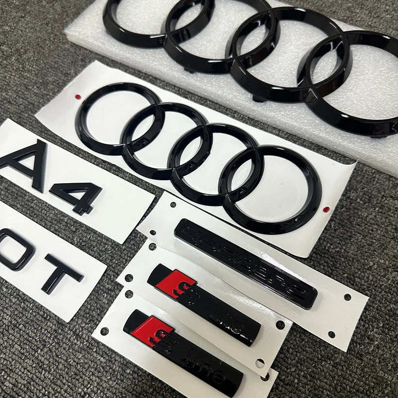 The new ABS letter 3D sticker Quattro Sline 2.0T is suitable for the modification of Audi A4 2008-2017 glossy black suitcase.