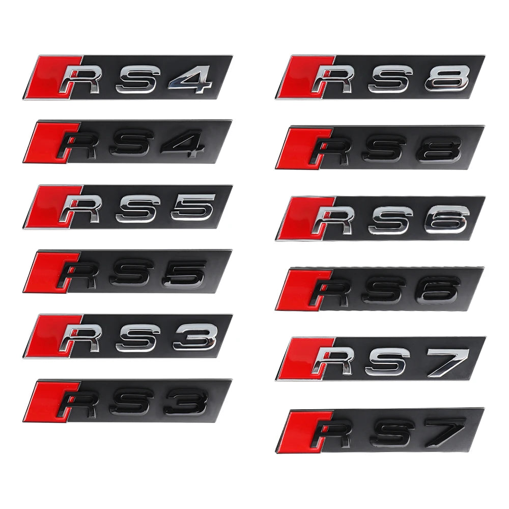 3D ABS For Audi RS6 RS4 RS3 RS5 RS8 RS7 Emblem Car Front Grille Badge Logo Decoration Stickers Exterior Modification Accessories