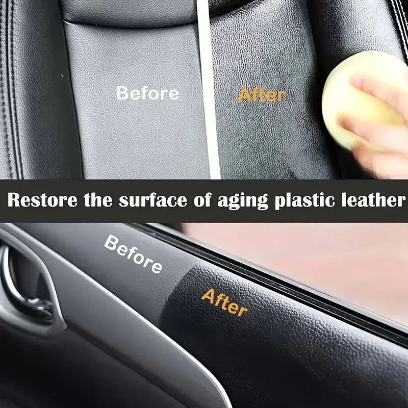 Car Interior Gloss Restoration Wax - Plastic Parts Refurbishment, Repair of Yellowed Black Car Body - Effectively Removes Scratches and Restores the Black Shine of Tires and Plastics