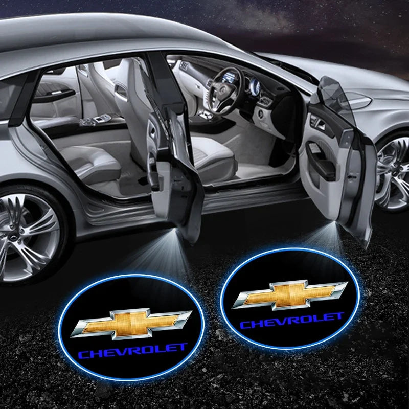LED Car Door Welcome Light Decoration Light Car Badge logo For Chevrolet Onix Cruze Silverado Impala Equinox Malibu Tahoe Cobalt