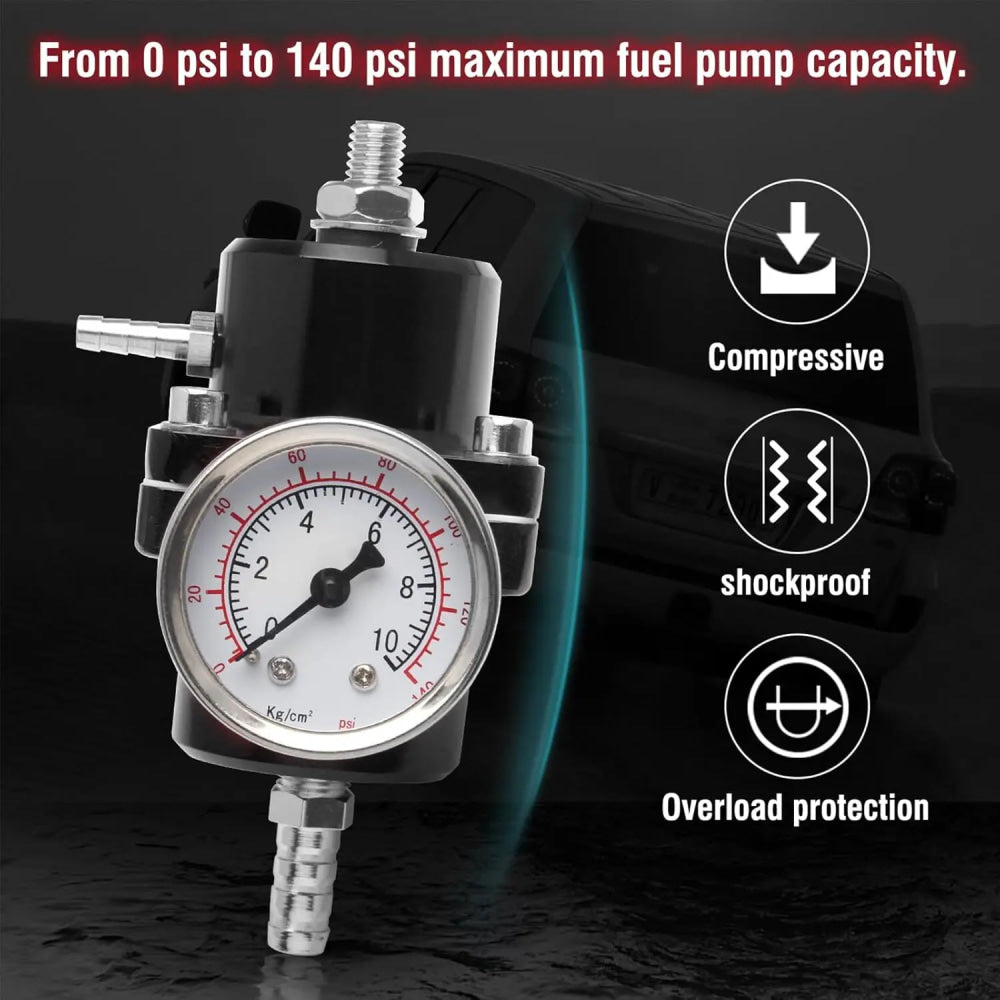 Universal 1Set Adjustable Fuel Pressure Regulator + Gauge+ Fitting Kit Aluminum Black Blue Red Silver