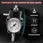 Universal 1Set Adjustable Fuel Pressure Regulator + Gauge+ Fitting Kit Aluminum Black Blue Red Silver