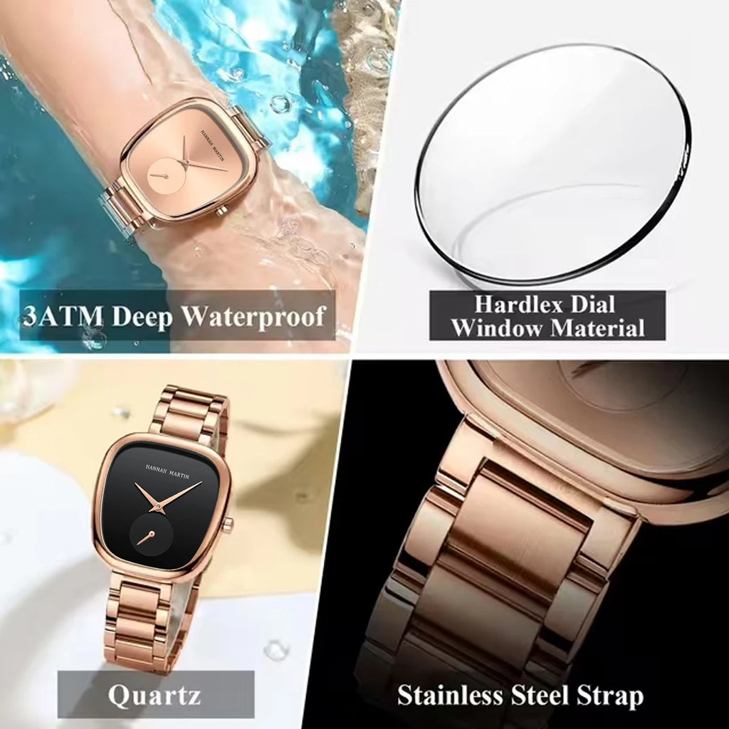 2025 nuevo reloj de pulsera de cuarzo para mujer 34mm barril de vino oro rosa cronómetro negro estilo minimalista de moda relojes ovalados para mujer