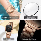 2025 nuevo reloj de pulsera de cuarzo para mujer 34mm barril de vino oro rosa cronómetro negro estilo minimalista de moda relojes ovalados para mujer