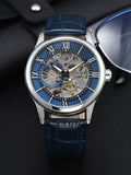 Men automatic watch luxury rome mechanical watches waterproof skeleton noctilucent leather mens watch choice of gift giving