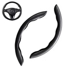 2/3PCS Laser Carbon Fiber Silicone Car Steering Wheel Cover 1K Micro Fiber Leather PVC Wheel Booster Cover Non-Slip Universal