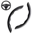 2/3PCS Laser Carbon Fiber Silicone Car Steering Wheel Cover 1K Micro Fiber Leather PVC Wheel Booster Cover Non-Slip Universal
