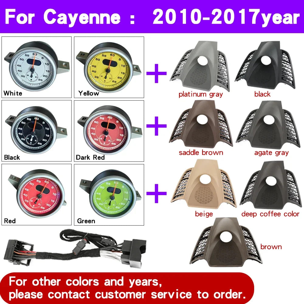 Car Stopwatch Panel Cover For Porsche Cayenne 958 chrono watch Interior Center Dashboard Clock Compass Modification Accessories