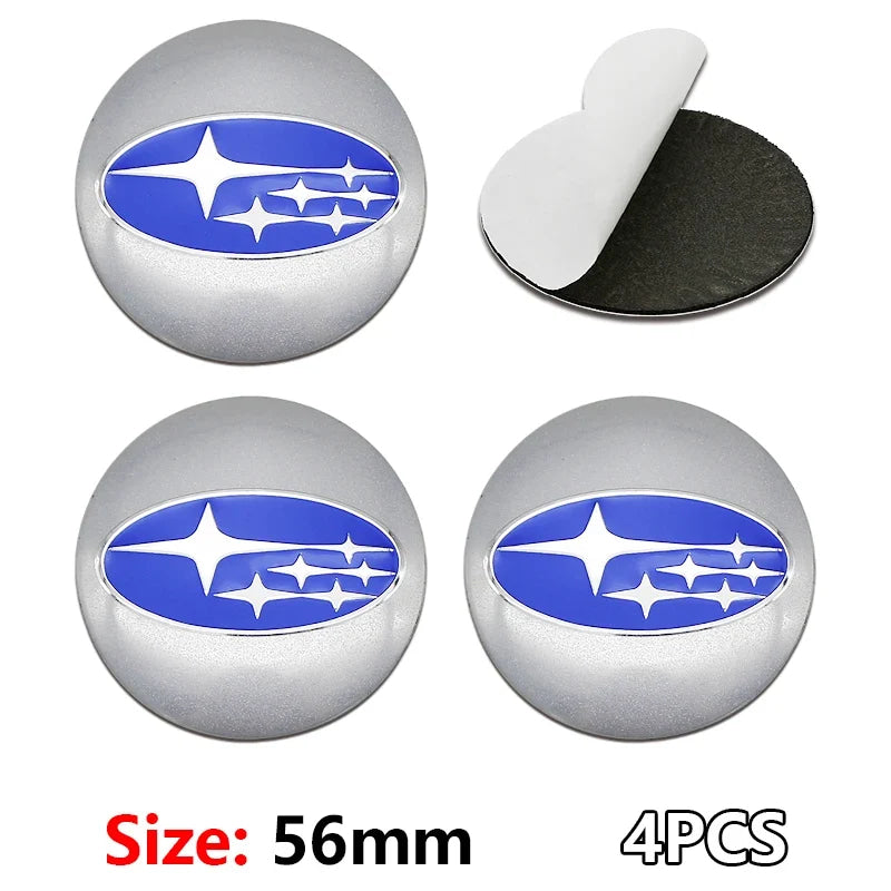 For Subaru STI Forester Impreza Legacy Outback XV BRZ WRX Tribeca ABS 4pcs Car Wheel Stickers 56mm Auto Center Hub Cap Decal