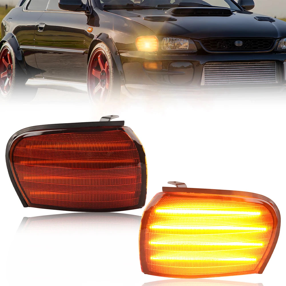 2X Front Corner Side Marker Light Parking Light Turn Signal Light LED For 1995 1996 1997 1998 1999 2000 2001 Subaru Impreza WRX