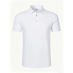 Men's Linen Blend Short Sleeve Polo Shirt Button Placket Chest Patch Breathable Casual Golf Business Work Daily Tops for Men