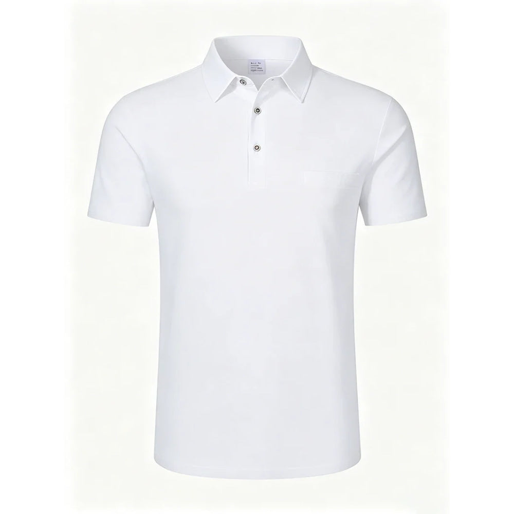 Men's Linen Blend Short Sleeve Polo Shirt Button Placket Chest Patch Breathable Casual Golf Business Work Daily Tops for Men