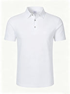 Men's Linen Blend Short Sleeve Polo Shirt Button Placket Chest Patch Breathable Casual Golf Business Work Daily Tops for Men