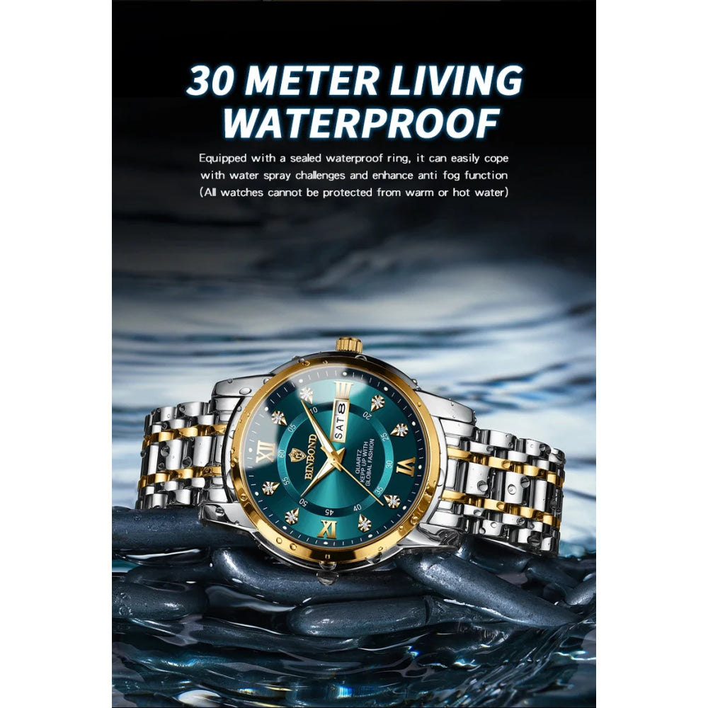 BINBOND Top Brand Luxury Fashion Watch Men 3ATM Waterproof Date Clock Sport Watches Mens Quartz Wristwatch Relogio Masculino