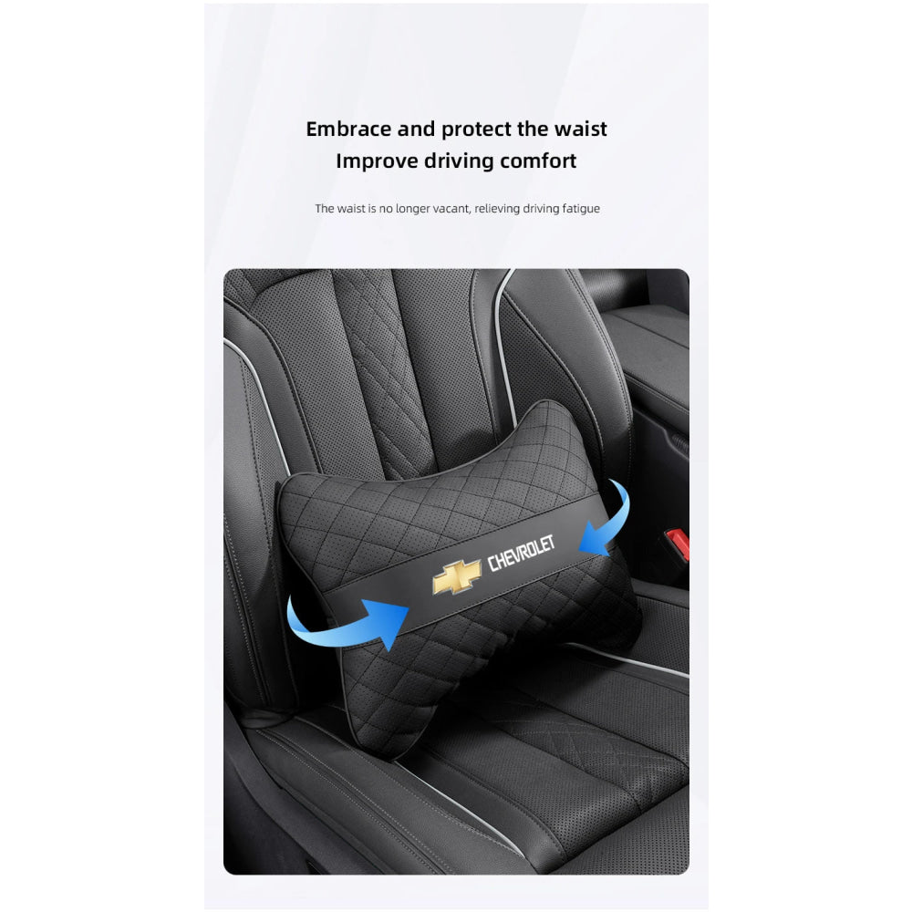 Nappa Leather Car Headrest Neck Pillow Waist Cushioning For Chevrolet Spark Captiva Cruze Malibu Equinox Trax Camaro Blazer