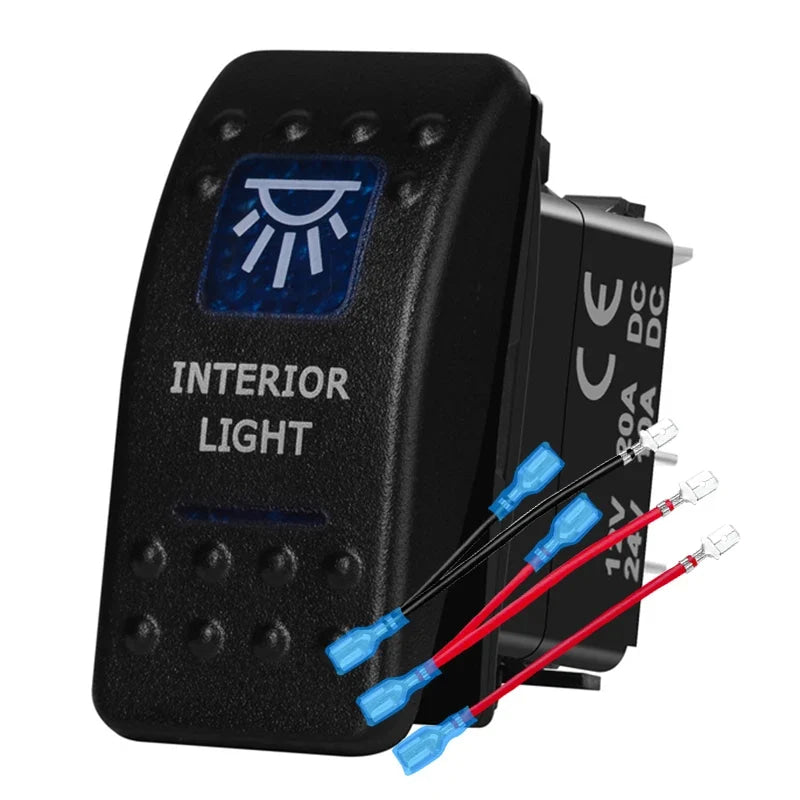 12v/24v Blue Led Light 5 Pin On Off SPST Rocker Switch 7 Pin On Off On ARB Carling Style Car Boat Waterproof Push Switch