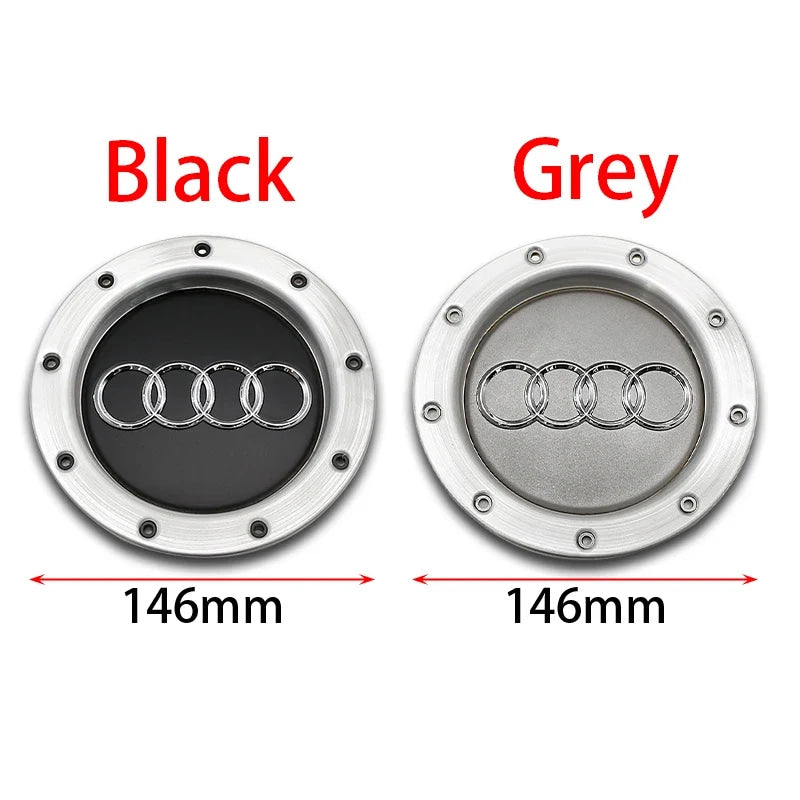 ABS 14.6CM 9 Hole Black Gray Hub Cap For Audi TT A2 A3 A8 S6 Q7 RS6 Badge Logo Hub Cap Accessories Car Large Hub Center
