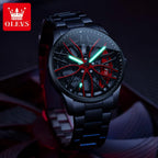 OLEVS Mens Watch Quartz Watch Original Rotatable Wheel Hub Dial Fashion Trend Waterproof Luminous Stainless Steel Reloj 9937