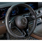 2/3PCS Laser Carbon Fiber Silicone Car Steering Wheel Cover 1K Micro Fiber Leather PVC Wheel Booster Cover Non-Slip Universal